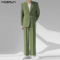 INCERUN Conjunto De Hombre 2024 Estilo Coreano Chaqueta Larga Y Pantalones Casual Streetwear Masculino Dos Piezas S-5XL Solido - details 7