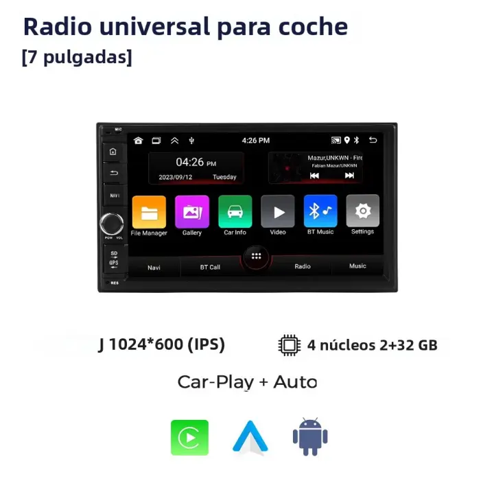 Radio De Coche Universal NaviFly 7 Pulgadas Con Android Auto Y Carplay Reproductor Multimedia Para Hyundai KIA Nissan Toyota Honda Ford Peugeot - 1