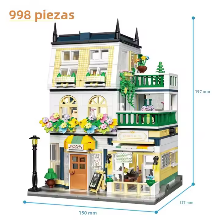 Bloques De Construcción Creativos De Flower Manor Vistas De Calle Jardín Modelo De Edificio De Tres Pisos Para Niños Juguetes De Construcción De Bloques Micro ABS - 1