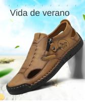 Sandalias De Verano Para Hombre De Alta Calidad Transpirables Y Cómodas Zapatillas De Playa Clásicas De Cuero Artificial Con Suela De Goma - details 1