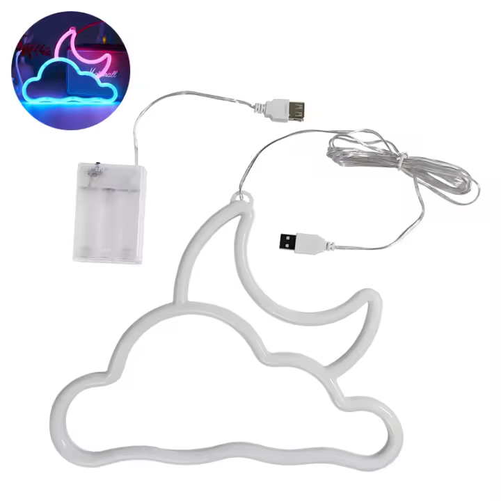 Lámpara LED De Neón De Luna Y Nube Para Decoración De Habitación Infantil Sala De Estar Bodas Fiestas Bar Navidad Casa - 1