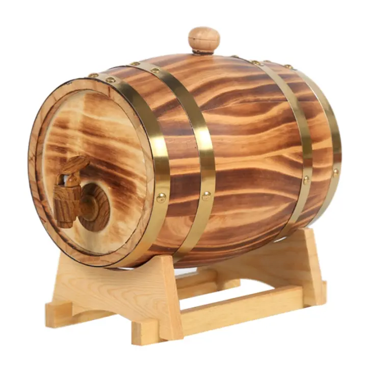Baril de Roble para Almacenamiento 1.5 L / 3 L con Línea de Aluminio Incorporada para Guardar Tu Whisky Cerveza Vino Forma Irregular Material de Madera China - 1