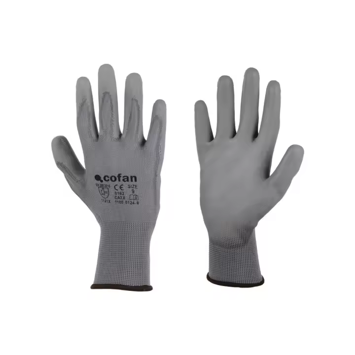 COFAN - Guantes 100 % de poliéster | Impregnados para mayor seguridad | Flexibles | Protección y confort | Sin costuras - 1