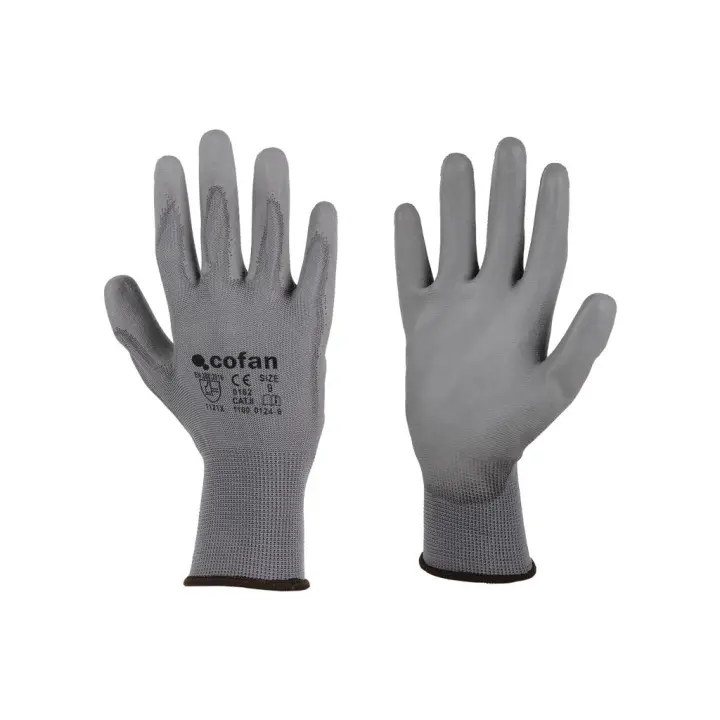 COFAN - Guantes 100 % de poliéster | Impregnados para mayor seguridad | Flexibles | Protección y confort | Sin costuras - 1
