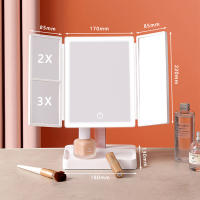 72 LED Light Vanity Mirror 1/2/3X Magnifying Cosmetic 3 Folding Makeup Mirrors 270 Rotation Stepless Dimmer Beauty Table Mirrors - details 1
