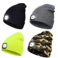 Gorro De Invierno LED Con Luz Recargable Por USB Unisex Gorro Caliente Con Farol De Cabeza Para Noche Capa De Luz De Flashlight Tejido - details 6