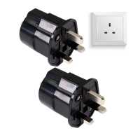 Ociodual 2x Adaptadores de Enchufe EU a UK, 2 Pines a 3 Pines, Tipo C, E y F a Tipo G, Negro - details 2
