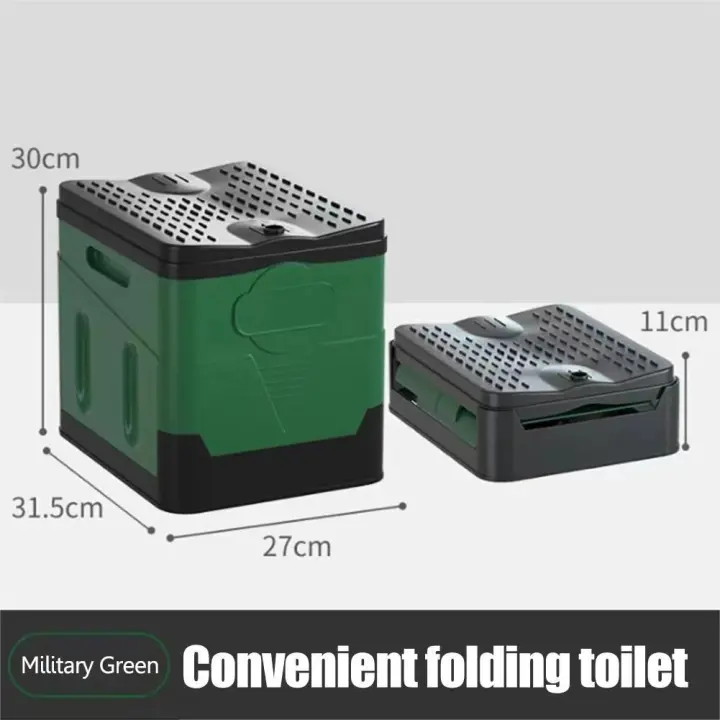 Inodoro plegable portátil para acampar al aire libre, orinal para adultos y niños, asiento de diseño de cubierta, inodoro reutilizable para Picnic, viaje en coche - 1