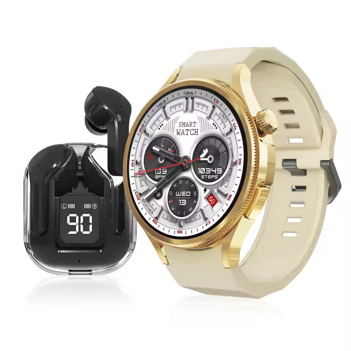 DAM. Smartwatch M103 con monitor cardiovascular, varios modos de deporte. Correa de metal + correa de silicona y auriculares TWS. 5x1x6cm. - 1