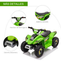 HOMCOM Quad Eléctrico para Niños de 18-36 Meses Vehículo Eléctrico Cuatrimoto a Batería 6V con Avance y Retroceso Carga Máx. 20 kg 72x40x45,5 cm Negro/Rosa/Verde - details 5