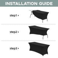 Funda De Mesa Elástica De Spandex Para 6FT/4FT Universal Ajustable Para Fiestas Banquetes Bodas Y Eventos Resistente Al Aceite Estilo Sólido - details 4