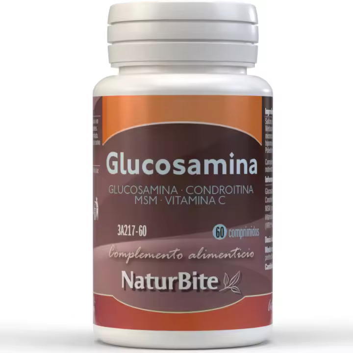 Naturbite Glucosamina Condroitina MSM y Vit C 60 Comp. para Articulaciones Inflamadas y Doloridas - 1