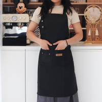 Bib Apron Ajustable De Moda Para Cocina Con Bolsillos Impermeable Y Antiaceite Para Chef De Restaurante Trabajo En La Cocina Uniforme De Barbero Para Hombres Y Mujeres - details 3