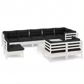 VIDAXL 3096533 juego de mobiliario de jardín hecho de madera de pino gris antracita 10 piezas - 1