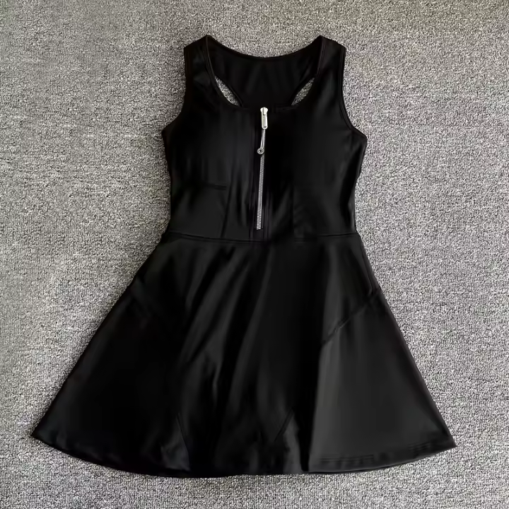 Falda De Tenis Casual Con Cierre Por Medio Zapado Ropa Deportiva Antideslizante Alta Cintura Ajustada Golf Yoga Vestido De Mujer - 1