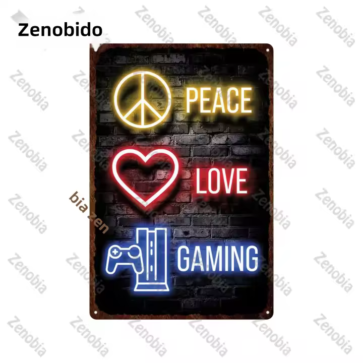 Tin Sign De Metal Video Games Decoración Para La Habitación Del Juego Zona Gamer Placa De Hierro Decorativa Rectangular - 1