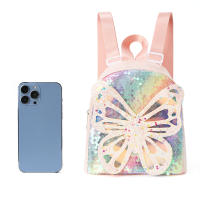Mochila clásica linda con diseño de mariposa, mini mochila impermeable con lentejuelas para niños. - details 0