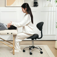 HOMCOM Taburete Giratorio Taburete con Ruedas y Respaldo Extraíble Taburete de Trabajo con Altura Regulable 83-98 cm Asiento Tapizado de Cuero Sintético Negro - details 1