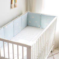 LALA - Juego de ropa de Cama para Cuna de Bebe, Algodón Puro, anticolisión, Gasa de cerca, Elephant Azul, 30x30, Pieza Entra, Lavado. - details 0
