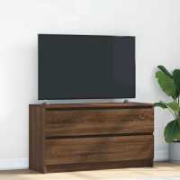 vidaXL Mueble para TV madera contrachapada 100x35x54 cm en color Blanco/Marrón roble/Roble Sonoma y más | almacenamiento funcional diseño moderno para baño dormitorio sala - details 1