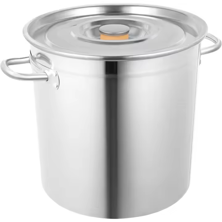 Olla de acero inoxidable 201 de grado comercial de 30 cuartos y 35 litros, olla para conservas de alta resistencia, olla para sopa, olla de inducción con tapa y asas remachadas para enlatar sopa, mariscos y caldo, color plateado - 1
