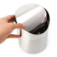 Bandeja De Papelera De Acero Inoxidable Mini 1.5L Con Tapa Giratoria Para Escritorio Y Cocina Ecológica Y Duradera - details 3