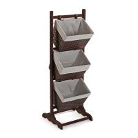 Versa - MUEBLE BAÑO 3 CESTAS MARRON OS  EN MADERA RATTAN Y ALGODÓN DE 35X35X102 CM - details 3