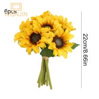 6Pcs/Lot Flores Artificiales De Seda Girasoles Para Decoración De Hogar Bodas Y Jardines Regalo De Boda Decoración De Habitaciones - details 4