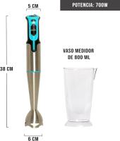 BATIDORA DE MANO 700W CON 2 VELOCIDADES, CUCHILLAS DE ACERO INOXIDABLE, BRAZO RESISTENTE Y VASO MEDIDOR 800ML. ELECCION PERFECTA PARA RESULTADOS EFICIENTES Y PRECISOS EN TODAS TUS RECETAS (AZUL) - details 4