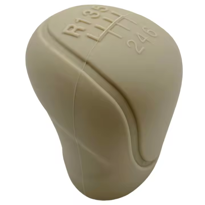 AUTOZOCO Funda Pomo Cambios Marcha Coche Antideslizante, Cubierta de Perilla de palanca de Marchas, protector de pomo adherente, Funda palanca de cambios, Silicona, Universal, Beige, 6 Marchas - 1