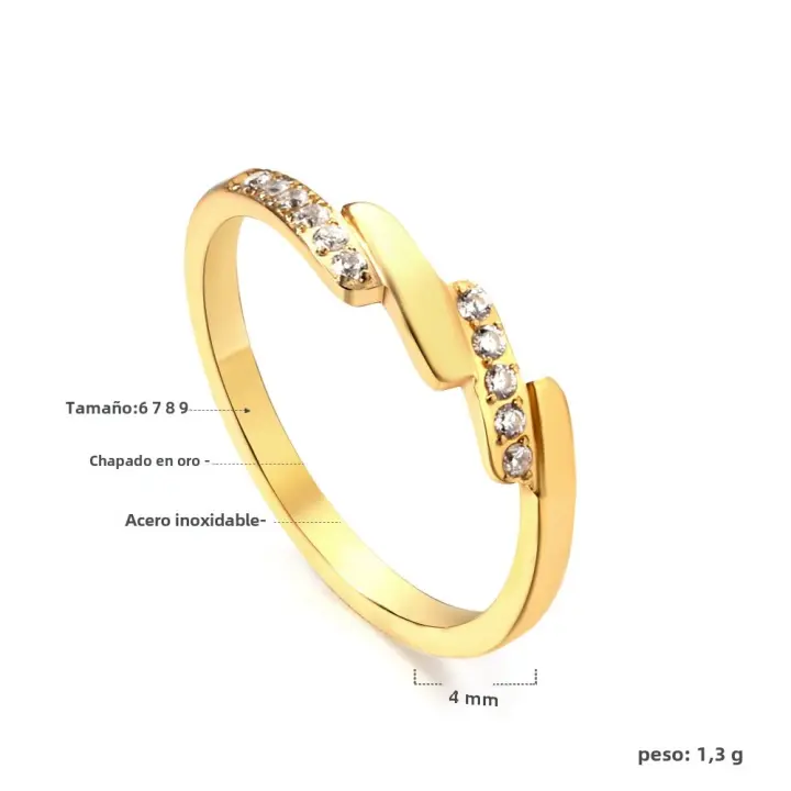 Anillo De Moda Para Mujer LUXUSTEEL Accesorios Dorados 316 Material Acero Inoxidable Regalo Premium Antiguo No Desvanecido - 1