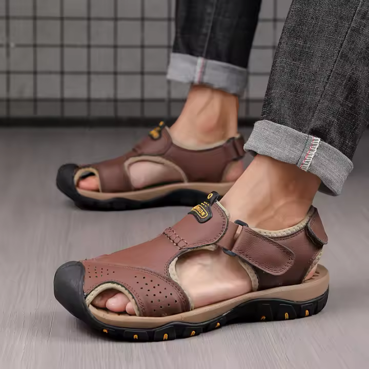 Sandalias De Verano Para Hombre Zapatos Planos Casuales Cómodos Y Antideslizantes Sandalias De Playa Ligeros Con Cordones Material Superior De Cuero Artificial Y Suela EVA - 1