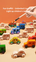 Coche De Graffiti De Madera DIY Para Niños Set De Pintura Y Coloración Modelo De Construcción Tridimensional Sin Baterías - details 0