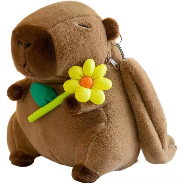 Mochila de capibara de peluche Y2K para mujer, bolso pequeño informal y bonito, bolso de animales para adolescentes, mochila multifunción (marrón, C) - 1
