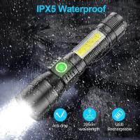 Linterna Recargable 3 En 1 UV 365nm Con Lentes De Zoom Impermeable Luz De Camping Con 7 Modos Luz LED Azul Morado Blanco Y Roja Con Clip De Bolsillo Y Magnete - details 6