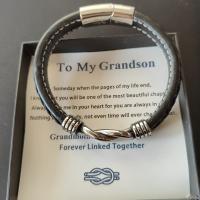 Regalo de los hombres pulsera de metal de cuero de los hombres Punk de titanio de acero inoxidable de moda personalizada pulsera de joyería de la mano Regalo de los hombres Padre / Abuelo de Navidad de los hombres de San Valentín Día del Padre de regalo - details 8