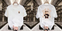 Camiseta De Algodón Grueso Para Hombre Con Estampado De Oso Violento Cuello Redondo Manga Corta Estilo Casual De Moda Americana Para El Verano - details 5
