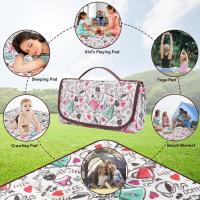 Manta de picnic impermeable de 200x200 cm, Manta Grande de camping, plegable, con ASA portátil para Playa, barbacoa, picnic, senderismo, Viajes y camping. Patrón de café. - details 2