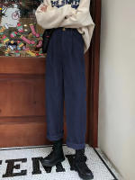 Nuevas Pantalones Casuales Para Mujer Cintura Alta Color Sólido Corduroy Pierna Recta Suelta Botones Talla Ajustable Todo El Año - details 1