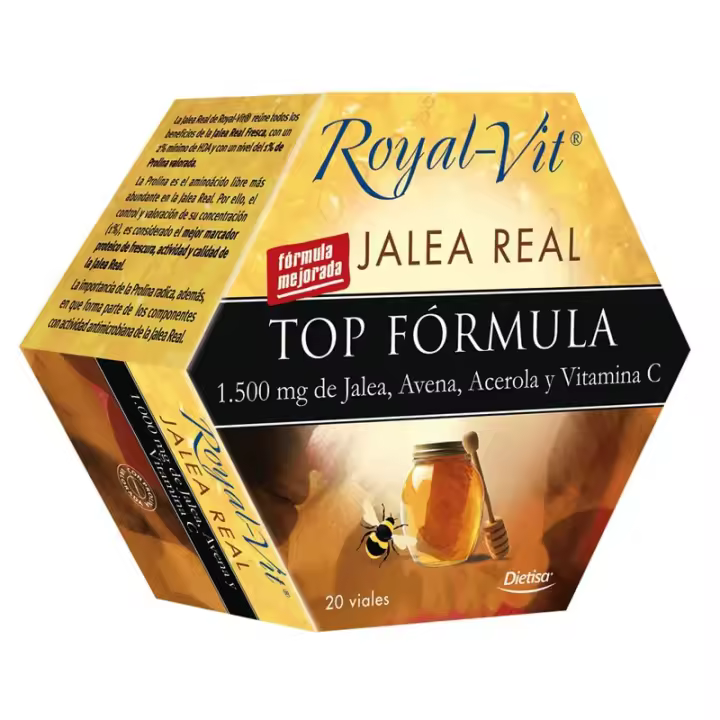 Dietisa ROYAL VIT TOP FORMULA 20 VIALES - Complemento Alimenticio con Jalea Real, Vitamina C y Extractos de Avena y Acerola - 1