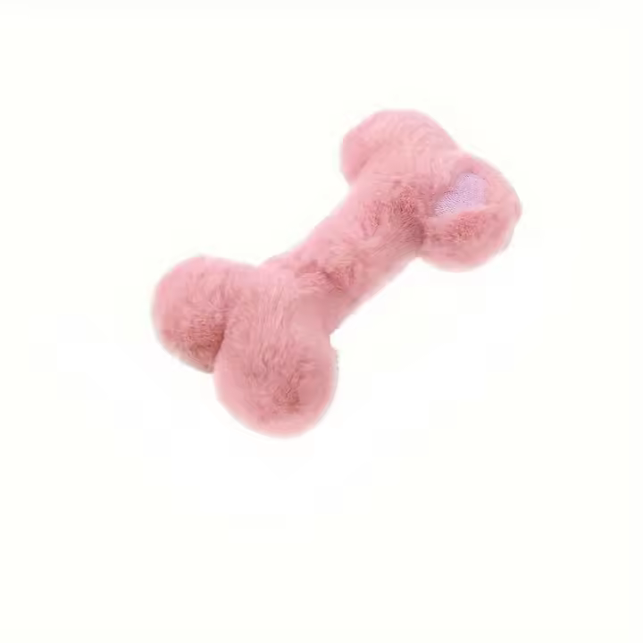 Juguete Para Perros Y Gatos Diseño De Hueso De Peluche Interactivo Accesorios Para Mascotas Fleece Material Juguetes Para Animales De Compañía - 1