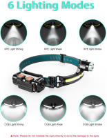 Linterna Frontal LED XPG+COB Con Zoom Recargable USB Y Batería 18650 Para Camping Pesca Y Actividades Al Aire Libre - details 2
