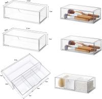 Set De 2 Cajas Organizadoras De Maquillaje Mini Para Baño Con Divisor Y Almacenamiento De Pinceles De Acrílico Organizador De Mesa Para Joyería Cosméticos Perfume - details 1