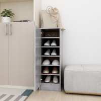 vidaXL Mueble Zapatero Contrachapada 32x35x92 cm Armario Pasillo Banco Color Blanco,  Blanco brillante,  Gris hormigón - details 2