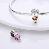 Encantos De Pareja De Niño Y Niña Platinados Con Circonia Para Pulsera O Collar Joyería Para Mujer Pendiente Clásico De Moda Vintage Romántico - details 107