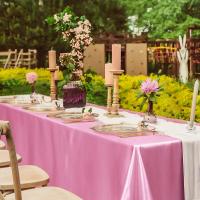 Mantel Rectangular De Seda Blanco Rosa Color Sólido Brillante Y Suave Para Bodas Y Fiestas Suministros De Mesa Decoración - details 1