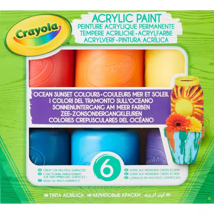 Crayola Témperas Acrílicas 6 Unidades | Colores del Atardecer | Frascos Plegables - 1