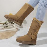 Botas De Nieve Clásicas De Peluche Para Mujer Botines De Piel De Oveja Calientes Invierno Nuevo 2024 Botines De Almohadilla De Poliuretano Suela De Madera Botas De Rodilla Alto Material De Suela De Terciopelo - details 5