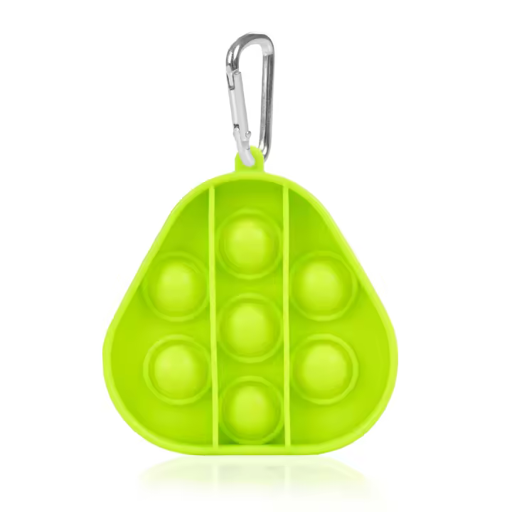 DAM. Mini Bubble Pop It juguete sensitivo desestresante, burbujas de silicona para apretar y pulsar. Diseño triángulo con llavero. 7x1x7cm. - 1