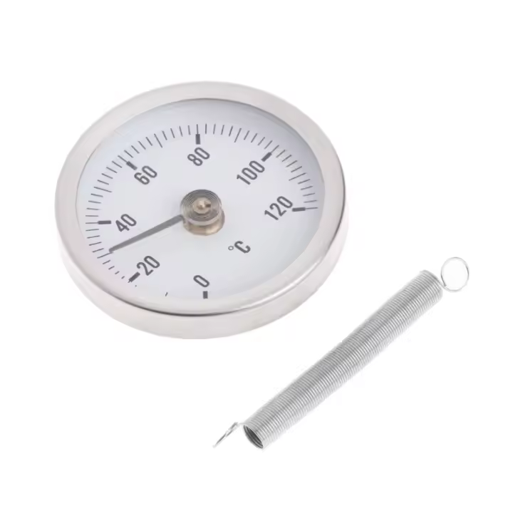 Termómetro bimetálico con esfera de 63 mm, pinza de acero inoxidable, manguera de resorte, medidor de prueba de temperatura de 0 a 120 grados - 1